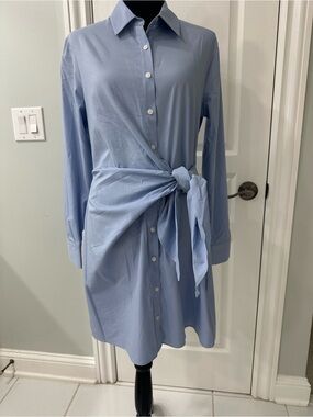 NWOT-Abercrombie & Fitch Light Blue Tie-Waist Shirt Dress - Women